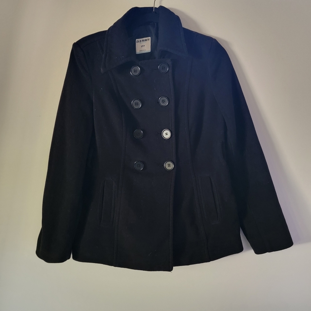 OLD NAVY Black Pea Coat jackets with welt pockets Small